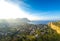 Panoramic aerial view of Mondello beach, Palermo, Sicily, Italy