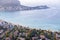 Panoramic aerial view of Mondello beach, Palermo, Sicily, Italy