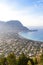 Panoramic aerial view of Mondello beach, Palermo, Sicily, Italy