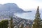 Panoramic aerial view of Mondello beach, Palermo, Sicily, Italy