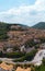 Panoramic aerial view of Municipal parking Narni Terni, Umbria, Italy, medieval city with a rich history. Houses made of stone