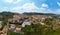 Panoramic aerial view of Narni Terni, Umbria, Italy, medieval city with a rich history. Houses made of stone on top of the