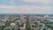 Panoramic aerial view of Odessa city center revealing green trees on a streets and roofs