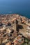 Panoramic aerial view of old town of Cefalu., Sicily, Italy.
