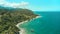 Panoramic aerial view of the old vacant city Los Caracas, La Guaira, coastal road - Venezuela. Vargas state coastline