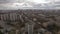 Panoramic aerial view of one of the districts of Moscow, cloudy weather. Urban cityscape from quadrocopter