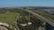 Panoramic aerial view of Oresund bridge over the Baltic sea