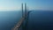 Panoramic aerial view of Oresund bridge over the Baltic sea