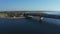 Panoramic aerial view of Oresund bridge over the Baltic sea