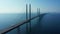 Panoramic aerial view of Oresund bridge over the Baltic sea