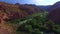 Panoramic aerial view over the winding river in Valle Grande Mendoza
