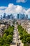 Panoramic aerial view of Paris from Arc de Triomphe in a sunny day, France