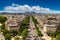 Panoramic aerial view of Paris from Arc de Triomphe in a sunny day, France