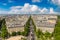 Panoramic aerial view of Paris from Arc de Triomphe in a sunny day, France