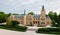 Panoramic aerial view about about the period-correctly renovated Wenckheim Palace at SzabadkÃ­gyÃ³s, Hungary.