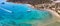 Panoramic aerial view of the pristine waters of Lageri Beach on the island of Paros