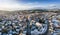 Panoramic aerial view of the snow covered village of Argalasti