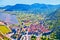 Panoramic aerial view of Ston historic walls and Peljesac peninsula