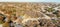 Panoramic aerial view subdivision with colorful fall foliage in Flower Mound, Texas, USA