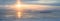 Panoramic aerial view of sunset. Arctic landscape.