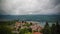 Panoramic aerial view to Ohrid lake and city from Samuels Fortress, North Macedonia