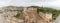 Panoramic aerial view from the Torre de la Vela on Alcazaba in Alhambra citadel, and Granada aerial cityscape, view from palace