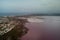 Panoramic aerial view of Torrevieja cityscape and Las Salinas