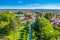 Panoramic aerial view of the town of Koprivnica in Podravina region in Croatia