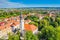 Panoramic aerial view of the town of Koprivnica in Podravina region in Croatia