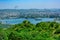 Panoramic aerial view of Udaipur city also known as city of lakes from  Monsoon palace at Sajjangarh, Rajasthan. It is the