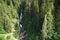 panoramic aerial view of the waterfalls produced by the avisio cavalese trentino river