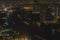 Panoramic areal view of Bangkok and Chao Phraya river at night