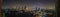 Panoramic areal view of the Bangkok skyline and Chao Pyraya river during nighttime