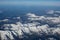 Panoramic areal views of the snow-capped peaks of the French Alps