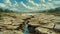 Panoramic Arid Landscape with Cracked Earth and Striking Clouds Formation