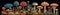 Panoramic banner, various mushroom species, AI generative