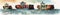 Panoramic banner with watercolor industrial cargo container ships in calm sea, AI generative freight transportation design border
