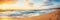 Panoramic beach landscape at sunset - AI Generated
