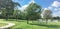 Panoramic beautiful green park with pathway trail in Coppell, Te