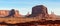 Panoramic of beautiful sunrise at iconic Monument Valley, Arizona