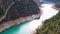 Panoramic beautiful vertiginous impressive aerial view of Montrebei gorge over Canelles reservoir