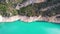 Panoramic beautiful vertiginous impressive aerial view of Montrebei gorge over Canelles reservoir