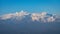 Panoramic beautiful view of mount Trisul, Nanda Devi with the beautiful sky on the way to Binsar, Kasardevi, Almora Uttarakhand
