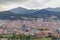 Panoramic Bilbao landmark. Aerial view of Bilbao, Spain. Capital of Basque country, Spain. Bilbao with mountains on background.