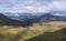 Panoramic breathtaking view on Landscape of Godland and thorsmork with rugged green moss covered rocks and hills