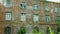 Panoramic broken Windows of an abandoned hospital