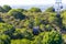 Panoramic cable car view of the Oakland and San Francisco