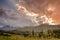 A panoramic of Champagne Castle mountain and surrounding hills, Drakensberg, South Africa