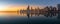 Panoramic Chicago Skyline Cityscape at night  and  blue sky with cloud, Chicago, United state