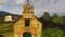 Panoramic of Christian church of Spanish architecture in stone